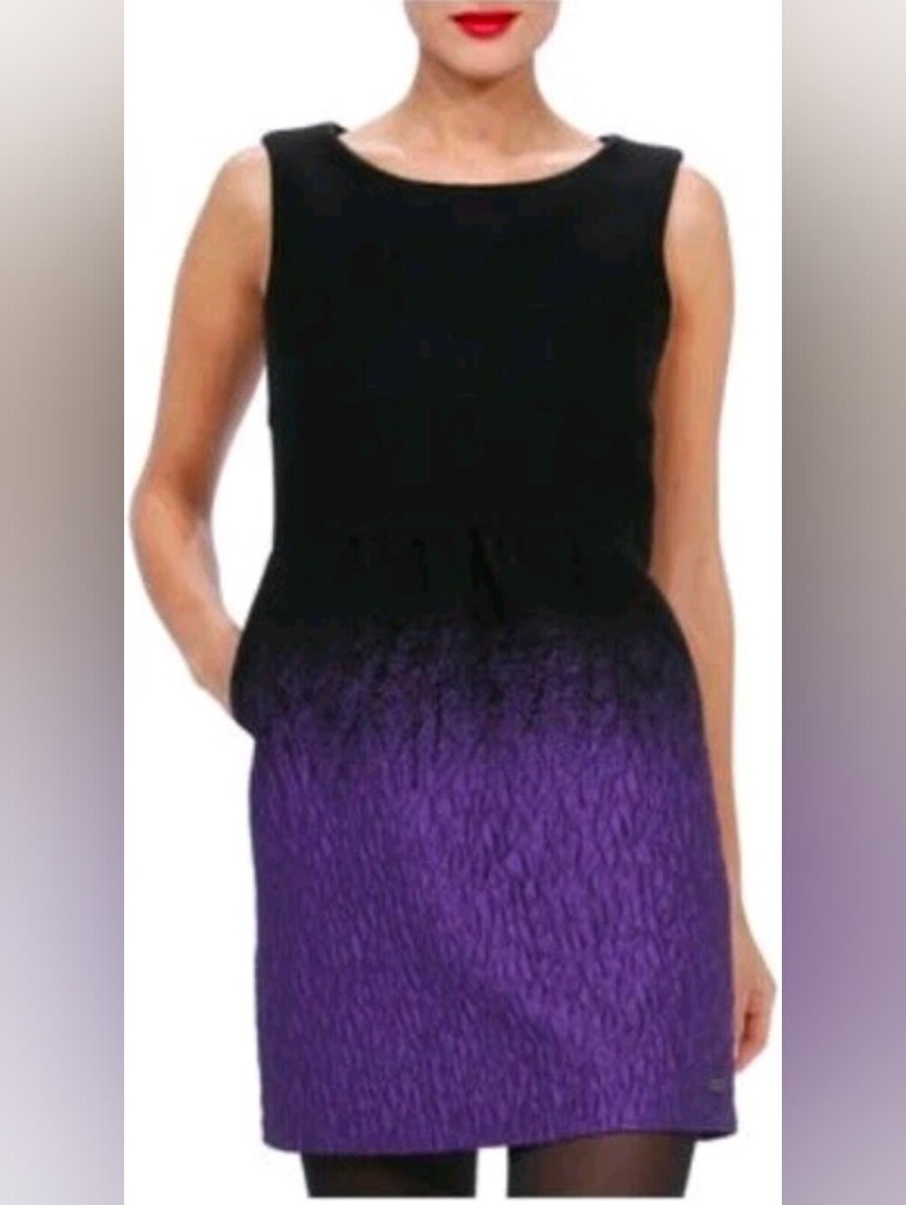 Desigual Rainbow Black Purple Ombre Sheath Dress 38 6 Whimsy Whimsical